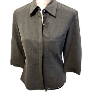 GAP Y2K Charcoal Stretch Button-Up Blouse Office Top Size Small